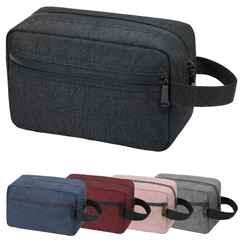 DSYSC Travel Toiletry Bag for Women Men, Small Makeup Bag, Water-Resistant Cosmetic Bag, Cosmetic Pouch, Traveling Dopp Kit, Travel Essentials Accessories (Black) - color: Black
