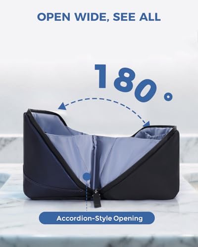 WANDF Toiletry Bag for Men, PU Leather Dopp Kit with Detachable Waterproof Hanging Pouch and Wet Pocket (Navy Blue) - color: Navy Blue