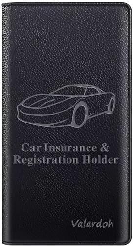 Valardoh Premium Car Registration and Insurance Card Holder, Car Document Holder for Cards, Driver License & other Essential Documents (Black) - color: Black
