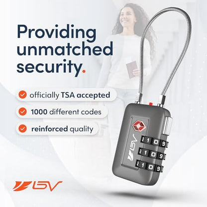 TSA Accepted Luggage Travel Lock, Set-Your-Own Combination Lock for School Gym Locker, Luggage Suitcase Baggage Locks, Filing Cabinets, Toolbox, Case (Slate Gray, 4 Pack) - color: Slate Gray, size: 4 Pack