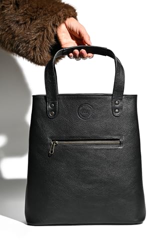 Premium Collection Genuine Leather Two-bottle Wine Tote | Luxury & Style Bag | Ideal Gift | Women and Men - color: Black