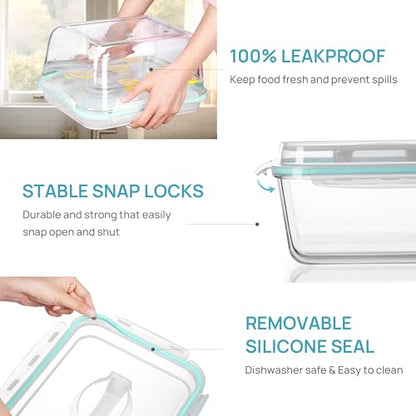 Vtopmart 220oz + 76.4oz Extra Large Glass Storage Containers Set, Meal Prep Food Container Sets with Snap Airtight Lids for Roasting Turkey, Rotisserie Chicken, Baking, Watermelon Storage, BPA Free - size: 2pack 220oz+76.4oz