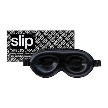 slip Contour Sleep Mask | 100% Pure Mulberry Silk, Ultra Soft | Contoured Design, Prevents Eye Pressure | Adjustable Strap, Ideal for Travel - Black - color: Black