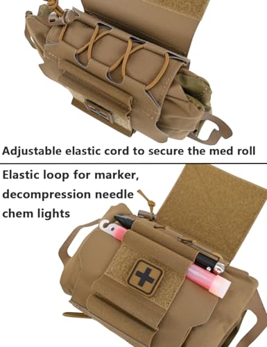 SABADO Rapid/Quick Deploy First Aid Kit Pack Tactical IFAK Pouch Two-Piece System Med Roll Carrier Hypalon Handle Outdoor Sport Hunting Bag - color: Coyote Brown