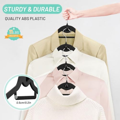 Velvet Stackable Hangers 30 Pack, STOPKLAS Black Clothes Hanger Non Slip Felt Hangers with 360° Swivel Hook, Thin Hanger Space Saving, Heavy Duty Closet Hanger for Clothes, Coats, Suits, Dress, Pants - color: Black