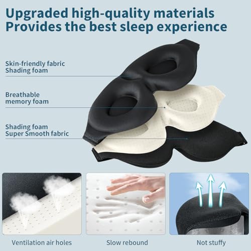 ZGGCD Sleep Mask for Side Sleeper, Light Blocking Sleeping Eye Mask for Women Men, 3D Contoured Cup Night Blindfold, Luxury Eye Cover Eyeshade with Adjustable Strap for Travel, Nap, Black - color: Black
