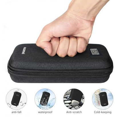suzamed Insulin Cooler Travel Case,EVA Insulation Travel Medicine Kit with Temperature Display for Diabetes Care,Insulin Pen and Other Diabetic Supplies (Black-Temp) - color: Black