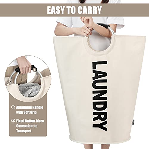 DOKEHOM 125L X-Large Laundry Basket, Collapsible Laundry Bag, Freestanding Tall Clothes Hamper, Foldable Washing Bin (Beige) - color: Beige, size: 125L