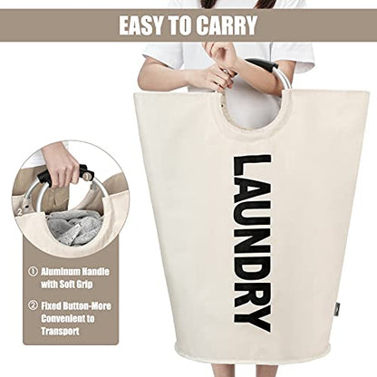 DOKEHOM 125L X-Large Laundry Basket, Collapsible Laundry Bag, Freestanding Tall Clothes Hamper, Foldable Washing Bin (Beige) - color: Beige, size: 125L
