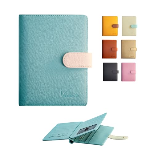 Valante 3-fold RFID AirTag travel passport wallet with 21 pockets and card slots (Light Blue, 6 * 4 inch) - color: Light Blue