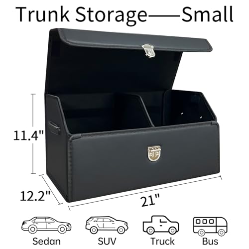 Trunk Organizer for Car,Trunk Organizer for SUV & Sedan,With Lid,Multi-Functional,Foldable Cargo Stotage Box - Black - Small - color: Black, size: Small