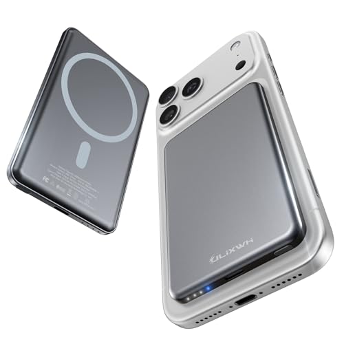 [0.3" Ultra Slim] [Alloy-Made] ULiXWH for Magsafe Portable Charger for iPhone, 2026 Upgrade 5000mAh Fast Charging Magnetic Power Bank, Wireless Battery Pack for iPhone 17 Air 16 15 Pro Max 14 13, Grey - color: Grey