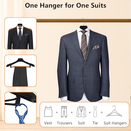 Plastic Extra Wide Suit Hangers, Pack of 15, Width: 17.7",Notched Shoulders & Metal Hooks, Black - color: Black, size: 15 Pack