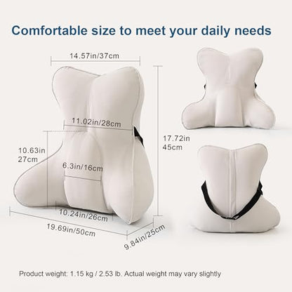 Lumbar Support Pillow(Pat. Pend) – Multi-Functional Ergonomic Back Cushion for Sofa Chair, Car Seat & Sofa, Reading Pillow with Firm Multi-Zone Support to Relieve Lower Back Pain, Misty White - color: Misty White