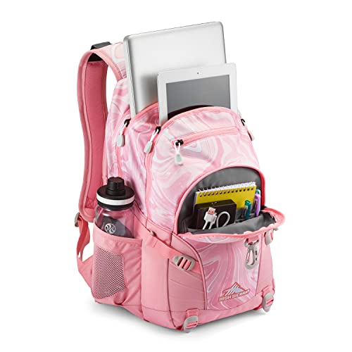 High Sierra Loop Backpack, Travel, or Work Bookbag with tablet sleeve, One Size, Pink Marble - Bubblegum Pink - color: Pink Marble/Bubblegum Pink