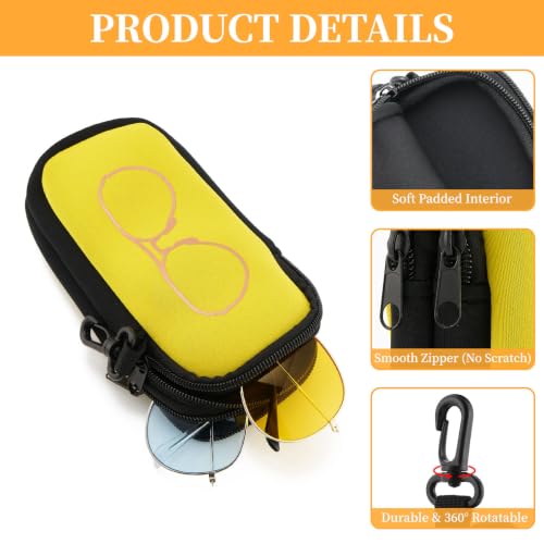 WOZEAH Double Eyeglass Case with 2 Compartments, Travel Eyewear Organizer for Two Pairs of Glasses - color: Yellow
