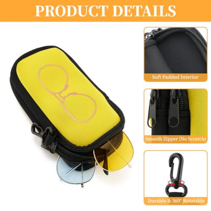 WOZEAH Double Eyeglass Case with 2 Compartments, Travel Eyewear Organizer for Two Pairs of Glasses - color: Yellow