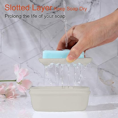 Quatish Soap Holder, Travel Soap Container with Lid, Portable Bar Soap Case, Leakproof Soap Box with Perforations, Soap Dishes for Traveling, Camping, Gym, 3 Pack(Grey,GreyGreen,Greyblue) - color: Grey,greygreen,greyblue