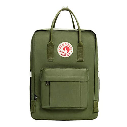 KALIDI Casual Laptop Backpack 15 Inches Classic Camping Rucksack Travel Outdoor Square Daypack College Hiking Gym Bag, Army Green - color: Army Green