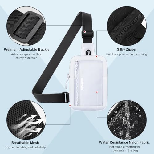 Small Sling Bag for Women Men Chest Bag Water Resistance Mini Crossbody Bag Adjustable Strap Lightweight Shoulder Bag - color: 05-white