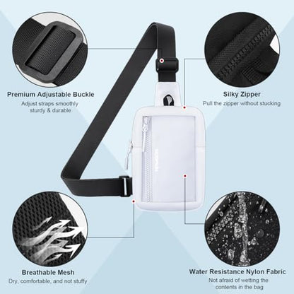 Small Sling Bag for Women Men Chest Bag Water Resistance Mini Crossbody Bag Adjustable Strap Lightweight Shoulder Bag - color: 05-white