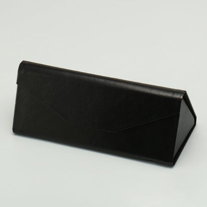 Portable Leather Glasses Case Anti-pressure Glasses Bag Coin Purse Storage Bag Suitable for Men and Women - color: Folding Black