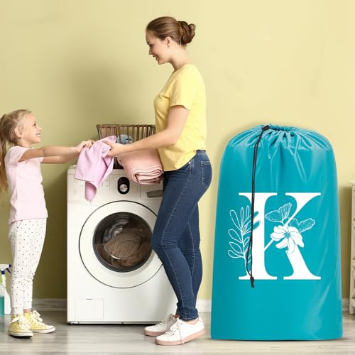 Sylfairy 2 Pack Extra Large Travel Laundry Bag, Dirty Clothes Organizer with Drawstring,Heavy Duty Travel Laundry Bags - color: Letter K