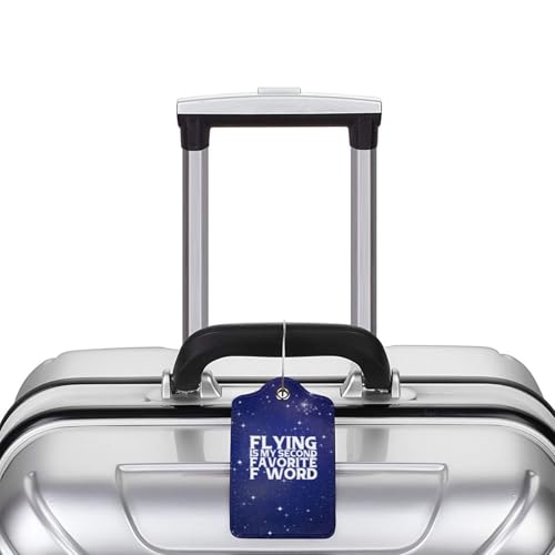 Flying is My Second Favorite F Word Set of 2 Durableleather Luggage Tags Stylish Travel Gear Men Women