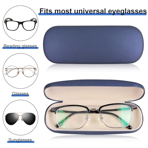 Joyberg Glasses Case, 2 Pack Eyeglass Case with Cleaning Cloth, Glasses Case Hard Shell Fits Most Glasses - color: Dark Blue