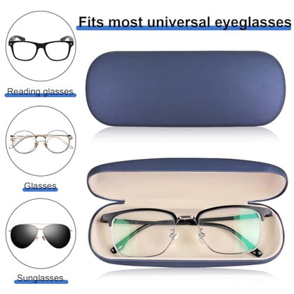 Joyberg Glasses Case, 2 Pack Eyeglass Case with Cleaning Cloth, Glasses Case Hard Shell Fits Most Glasses - color: Dark Blue