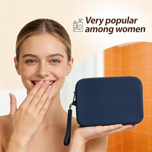 Small Silicone Multifunctional Essential Bag Portable Travel Makeup Bag for Women Men Cards Cash Bag Zipper Pouch (Black) - color: Black