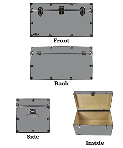 C&N Footlockers Graduate Storage Trunk - Large College Dorm Chest - Durable with Lid Stay - 32 x 18 x 18.5 Inches (Gray) - color: Gray