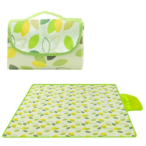 80" x 120" Sandproof Waterproof Picnic Blanket, Beach Mat for Outdoor Camping Hiking Park, Portable with Tote Bag, Non-Stick Sand & Grass, Foldable for Indoor Outdoor Use (Green Leaf)