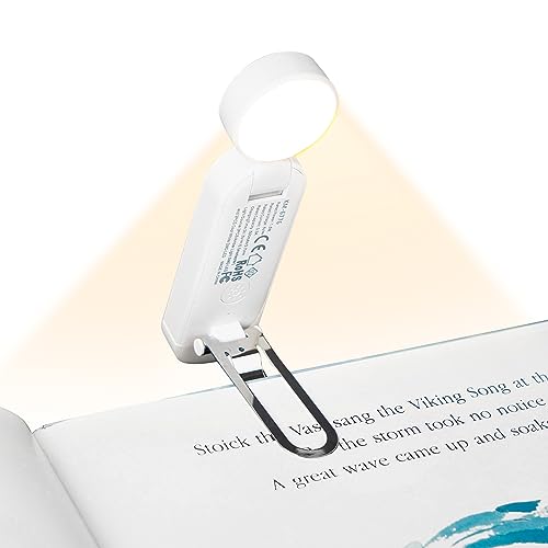 VAVOFO USB Rechargeable Bookmark Reading Light, Blue Light Blocking Amber LEDs for Bedtime Reading - Clip On, 9 Lighting Modes - color: White