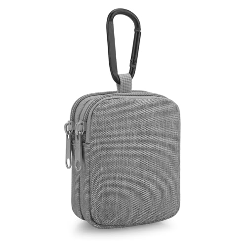 E-Tree Coin Purse with Carabiner Clip, Dual Layer Card Case Holder, Mini Pouch for AirPod Earphone Keychain USB Cable,Wallet, Small Accessories Organizer Bag for Women and Men (Grey) - color: Grey