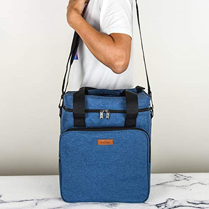 Freshore® Insulated Wine Carrier 6 Bottle Bag Tote Removable Padded Divider Cooler - Portable Travel Carrying Canvas Case Adjustable Shoulder Strap - (Space Grey)