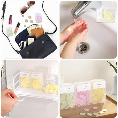 300pcs Portable Hand Washing Soap Sheets, Scented Mini Soap Sheets, Disposable Soluble Soap for Outdoor Travel, Camping, Hiking (Pink) - color: Pink