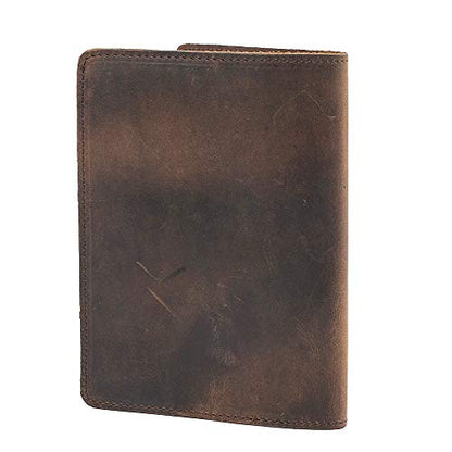 RFID Blocking Passport Holder Travel Wallet - Genuine Crazy Horse Leather for Men(Coffee) - color: Coffee
