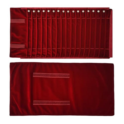 Portable Jewelry Roll Untangled Secure Necklace Travel Storage Bag Displays Holder 16 Chain (Burgundy) - color: Burgundy