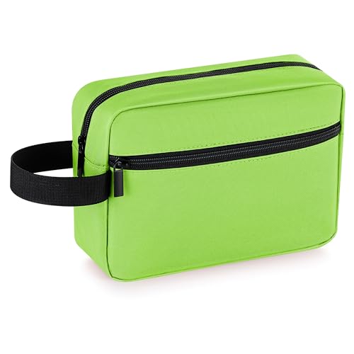 Elviros Travel Toiletry Bag for Women and Men,Lightweight Makeup Bag Hanging Dopp Kit with Shaving Compartment Cosmetic Organizer Small Tool Bag Travel Essentials,Gifts for Men & Women(Neon Green) - color: Neon Green, size: Small