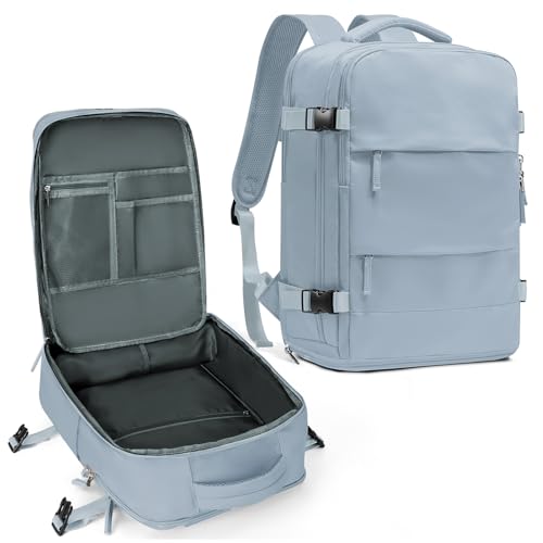 coowoz Travel Backpack For Women Men,Carry On Backpack,Hiking Backpack Waterproof Outdoor Sports Rucksack Casual Daypack travel essentials（Gray Blue） - color: Gray Blue, size: 25l