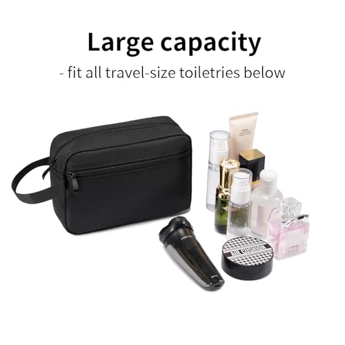 Travel Hanging Toiletry Bag with Carry Handle - Water-Resistant Small Cosmetic Organizer for Men & Women, Makeup, Shaving Kit, Gym & Travel Essentials (Black) - color: Black