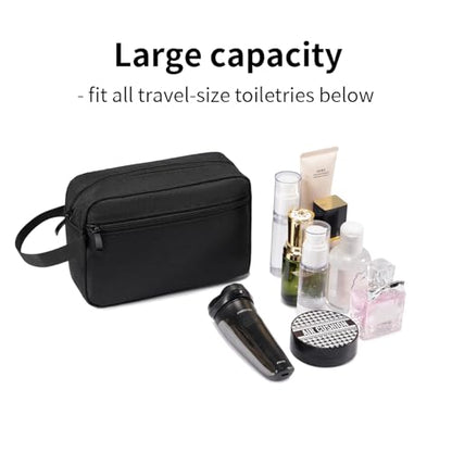 Travel Hanging Toiletry Bag with Carry Handle - Water-Resistant Small Cosmetic Organizer for Men & Women, Makeup, Shaving Kit, Gym & Travel Essentials (Black) - color: Black