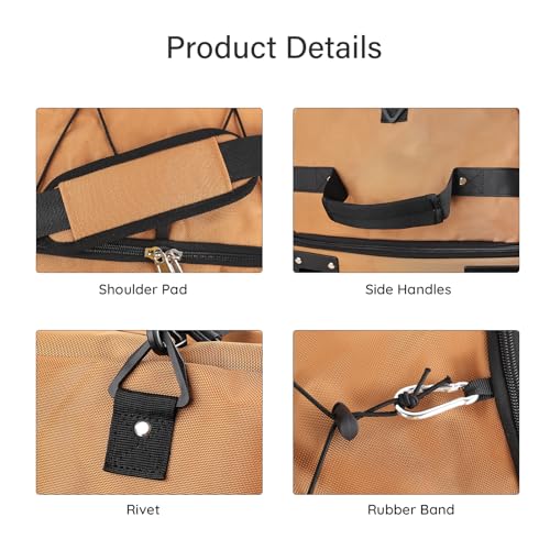 32" Soft-Sided Foldable Wheeled Duffle Bag, 110L Expandable 140L Rolling Travel Bag with Matching Storage Pouch, Updated Brown - color: Brown