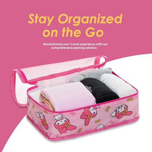 Sanrio's Hello Kitty Packing Cubes - 5 Piece Packing Cube Bags - Travel Essentials - Suitcase Luggage Organizer Set - Hello Kitty and Friends, My Melody, Kerromi, Kerropi, Badtz-Maru (My Melody) - color: Pink