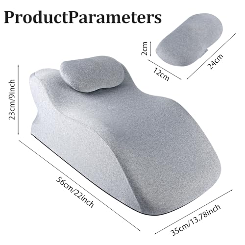 Ergonomic Contoured Support Pillow, Memory Foam Pillow, Multi-Functional Neck Back Waist Pillow for Bed Sleeping & Reading, with Removable Pillowcase Dark Gray - color: Light Grey
