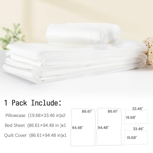 Nanaborn Disposable Bed Sheets for Travel 4 Piece Hotel Portable Sheet Quilt Cover Pillowcases for Business Trip Bedding Kit