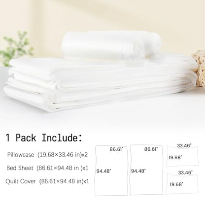 Nanaborn Disposable Bed Sheets for Travel 4 Piece Hotel Portable Sheet Quilt Cover Pillowcases for Business Trip Bedding Kit
