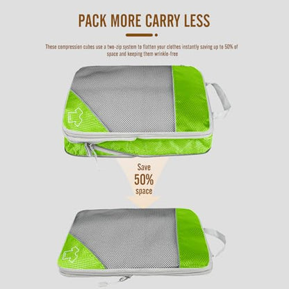 8 Set Compression Packing Cubes for Travel, Expandable Luggage Organizer with Shoe Bag & Laundry Bag - Lightweight Suitcase & Backpack Travel Essentials (Green) - color: Green