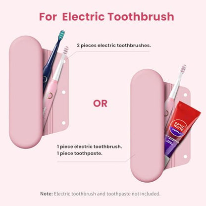 Silicone Electric Toothbrush Travel Case, Manual Toothbrush Travel Cover for Men and Women,Toothbrush Holder for Travel,Gym and More, Fits Most Manual and Electric Toothbrushes - Pink - color: Pink